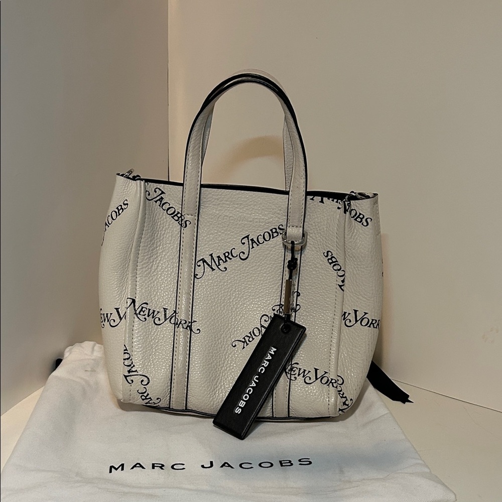 Marc Jacobs Cream New York  Tag Tote with Black Accents
